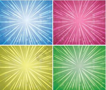 四种颜色的背景设计绘画绿色星星蓝色粉色黄色艺术插图发光墙纸背景图片