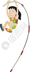 做撑杆跳高的女运动员艺术剪裁小路活动运动夹子游戏公司乐趣插图插画