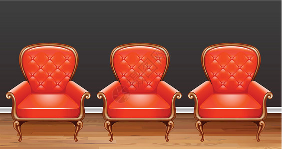 roo 中的三把红色扶手椅背景图片