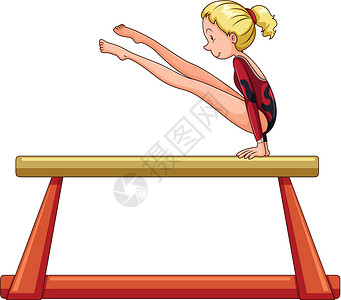 走平衡木平衡ba的女运动员插画