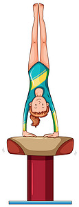 体操平衡木在平衡 ba 上做体操的女人插画
