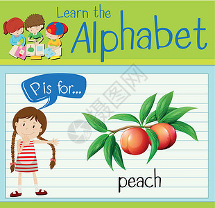 新鲜的剪贴画抽认卡字母 P 代表和平孩子水果演讲工作食物夹子绘画活动学校艺术设计图片