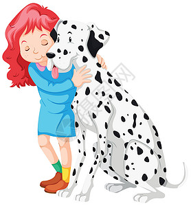 小女孩求抱抱小女孩抱抱狗夹子绘画小路剪裁热带宠物哺乳动物孩子童年女孩插画