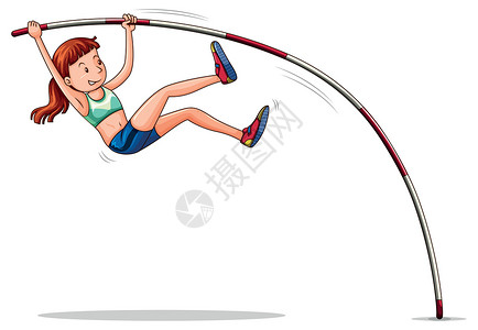 做撑杆跳高的女运动员飞跃女士竞争插图田径运动锻炼夹子竞技游戏插画