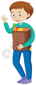食物袋拿着杂货袋的男人设计图片
