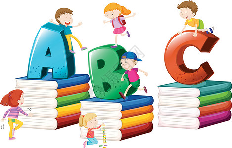 儿童和英文字母表背景图片