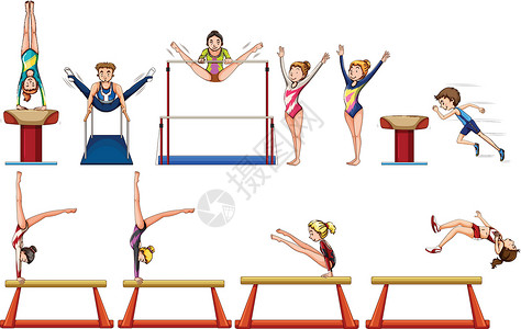 体操双杠不同类型的体操与设备插画