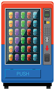 红蓝配色的自动售货机背景图片
