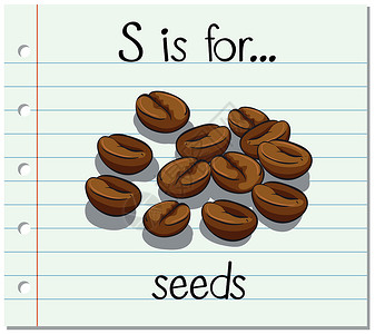 咖啡剪贴画抽认卡字母 S 是种子艺术幼儿园拼写阅读纸板卡通片插图字体刻字小号设计图片