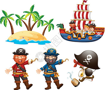 船上的海盗和孩子背景图片