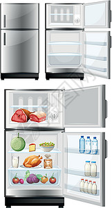 水果门有食物的冰箱在storag插画