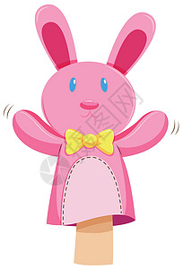 粉红兔偷笑粉红兔手偶插画