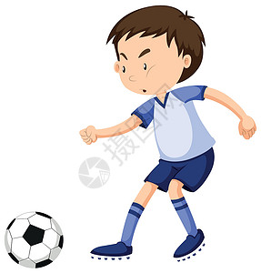 一个人在踢球的男孩插画