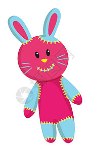 粉红兔偷笑蓝耳粉红兔插画