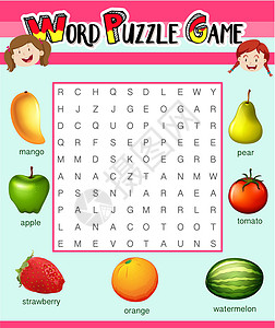 水果拼字游戏模板背景图片