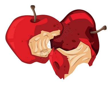 腐烂的苹果在惠特的腐烂的红苹果插画