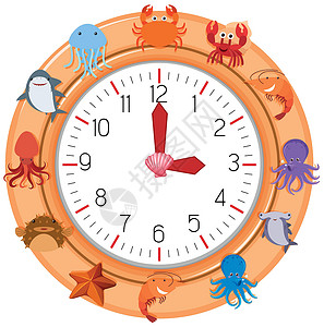 有海洋生物的时钟背景图片