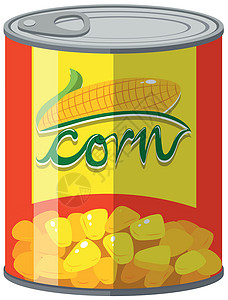 铝罐中的甜玉米背景图片