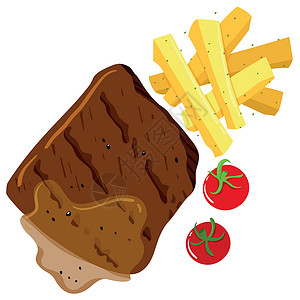 牛排薯条牛排和炸薯条剪裁营养美食艺术服务牛扒薯条插图绘画筹码插画