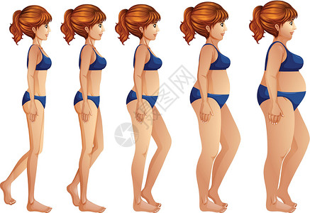 为胖女孩女人身体改造剪贴成人女士饮食艺术重量夹子女性插图肥胖设计图片
