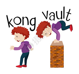 kong 和 vaul 的字卡插画