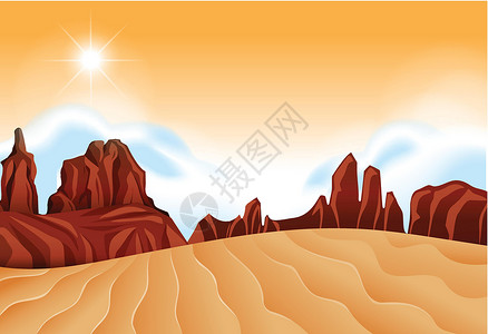 美国沙漠孤立的沙漠场景插画