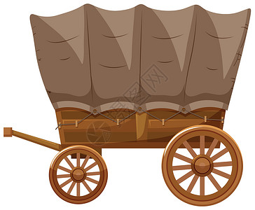 带皮狗肉带木轮的马车艺术车辆庇护所剪裁大车车皮轮子棕色小路木头插画