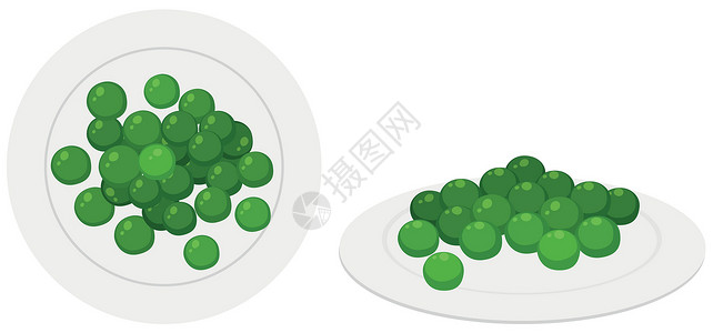 白豌豆白盘子里的青豆插画