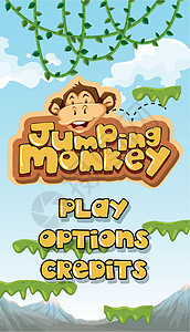 猕猴桃园跳猴启动主模板卡通片乐趣猕猴黑猩猩荒野动物园动物孩子夹子艺术设计图片
