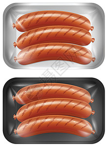 一套香肠卡通片插图艺术菜单食物绘画收藏炙烤夹子背景图片