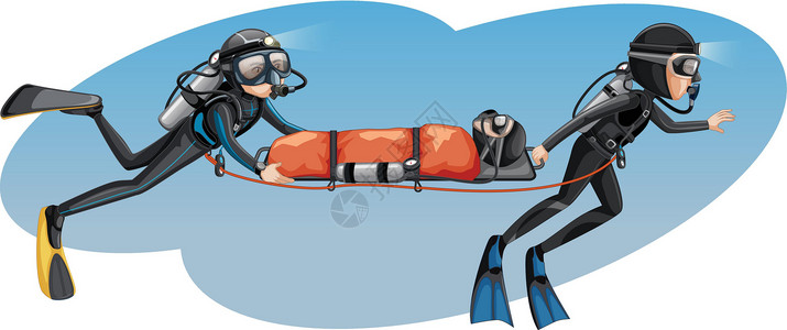 潜水救援潜水员救一个孩子设计图片