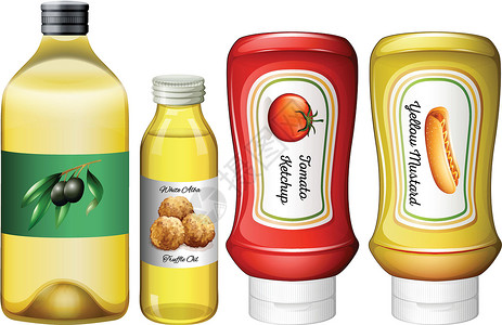 芥末油不同类型的酱汁和 oi插画