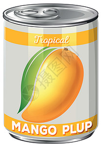 芒果糖一罐芒果酱夹子绘画甜点午餐罐装水果食物艺术营养插图插画