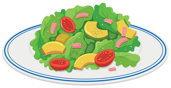 绿色的沙拉绿色沙拉盘插画