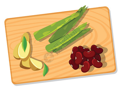 蔬菜秋葵砧板上的不同蔬菜插画