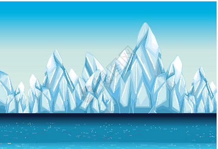 冰川海与冰川和海洋的背景插画