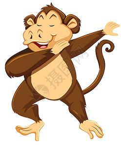 猴子表演一只猴子轻拍白色背景设计图片