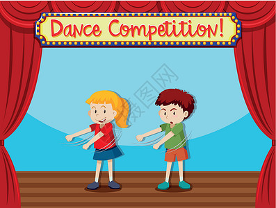 两个孩子在舞台上跳舞背景图片