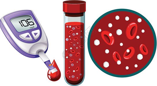 血氧监测验血和血糖监测设备插画