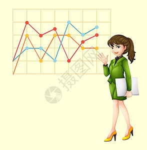 女商务人士和线条图背景图片
