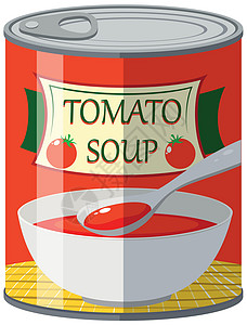 番茄汤底番茄酱罐头插画