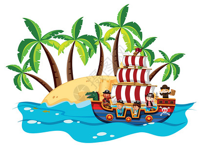 维京海盗孩子们和海盗在维京 shi插画