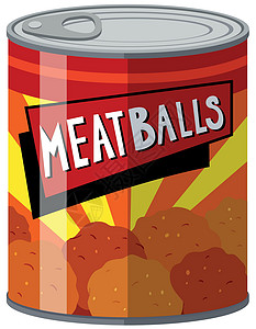 皱巴的罐头铝制肉丸食物插图烹饪绘画剪裁艺术夹子包装铝罐杂货店插画
