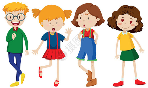 唱歌男孩女孩一组男孩和女孩 Expressio设计图片