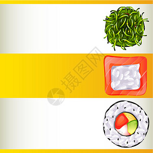 具有三种不同寿司卷的背景模板背景图片