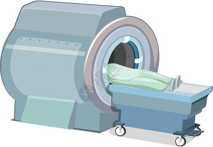 上床白色背景上的 MRI 扫描仪核磁共振技术艺术谐振实验室机器药品病人诊所扫描设计图片
