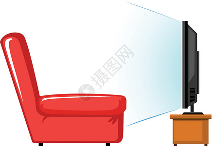 桌子上的红色沙发和电视背景图片