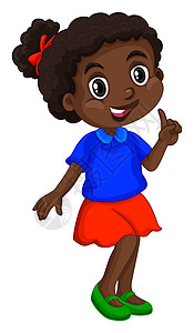蓝色剪贴画穿蓝色衬衫的非洲裔美国女孩插画