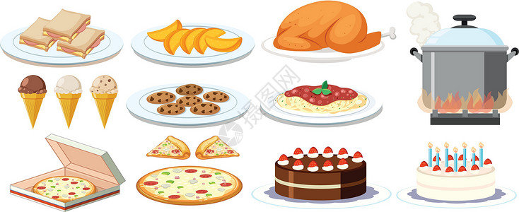 盘子里的各种食物背景图片