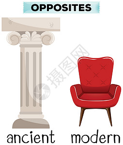 古代椅子古代和现代的相反字词设计图片